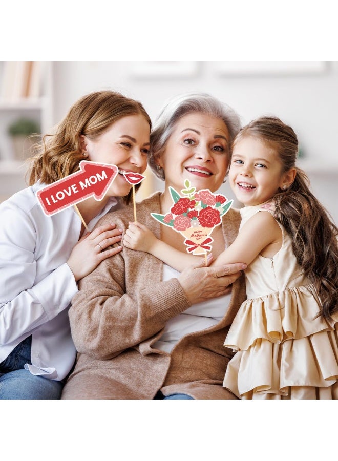 Mordely 30PCS Mother's Day Photo Booth Props Mother's Day Party Supplies Best Mom Ever Thank You Mum Centerpiece， Mom Gift from Daughter Son - Image 3